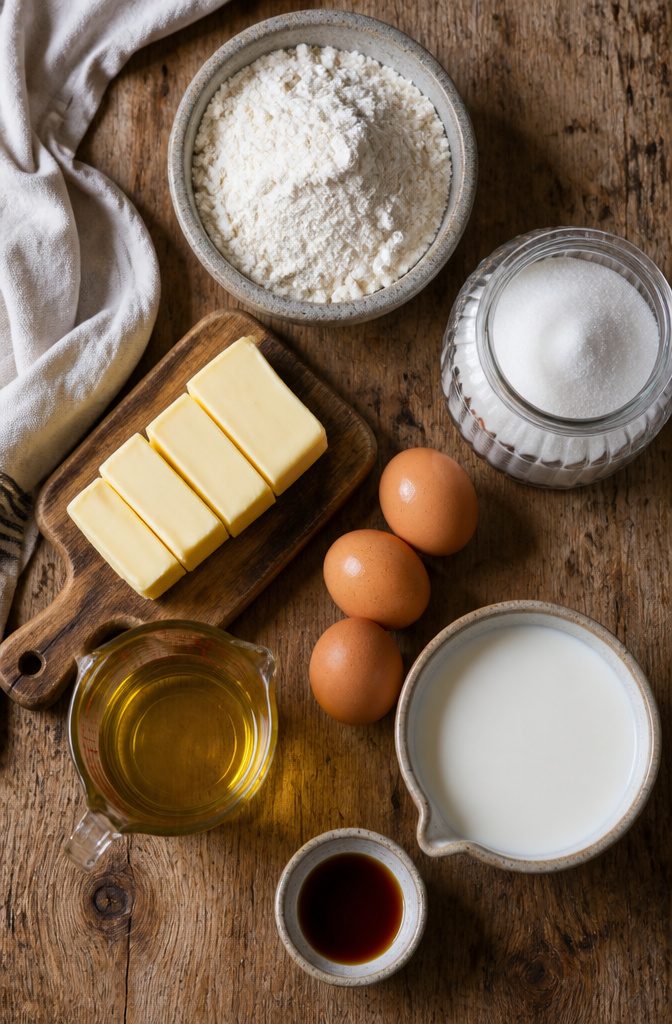 Perfect Cake Recipe: Moist, Fluffy Vanilla Cake 2 Ingredients for vanilla cake: cake flour, sugar, butter, eggs, milk, and more.