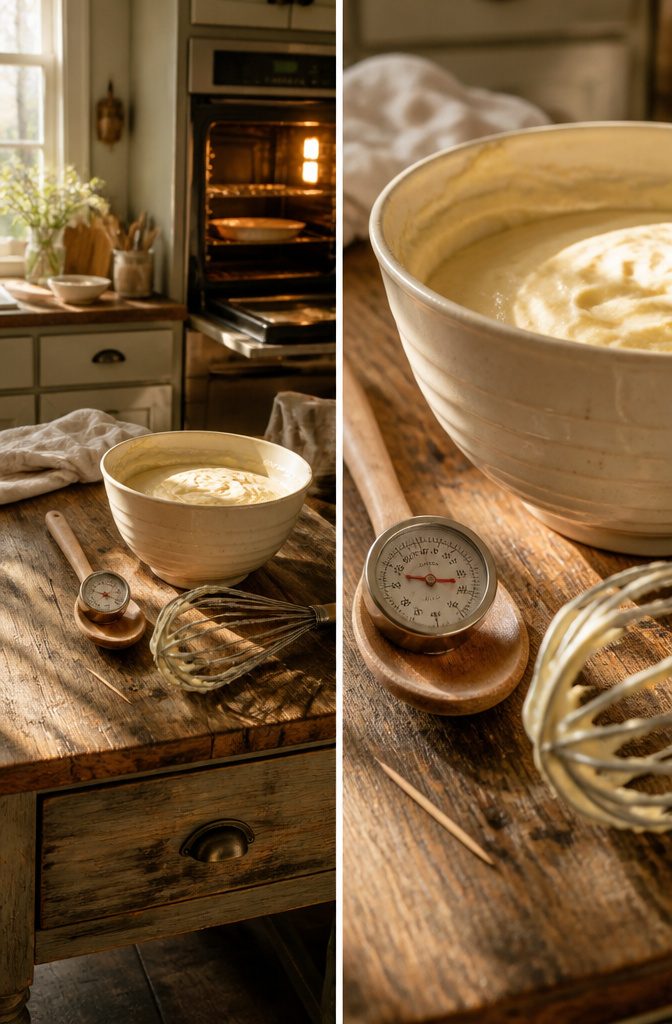 Perfect Cake Recipe: Moist, Fluffy Vanilla Cake 6 A mixing bowl with batter, illustrating the reverse creaming method.
