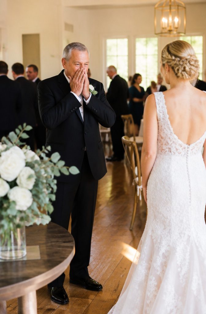 Perfect Wedding Photos: 8 Preparation Ideas for 2026 12 Father's emotional reaction to seeing his daughter in her wedding gown.
