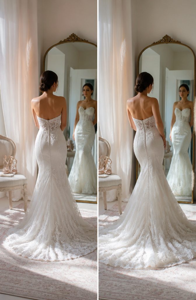 Perfect Wedding Photos: 8 Preparation Ideas for 2026 3 Bride rehearsing poses and smiles in her wedding dress.