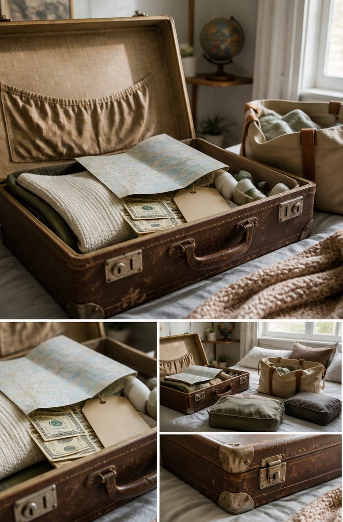 How Much Money to Give as a Wedding Gift (+ 13 Ways to Do It) 13 Vintage suitcase holding cash a luggage tag and a small map
